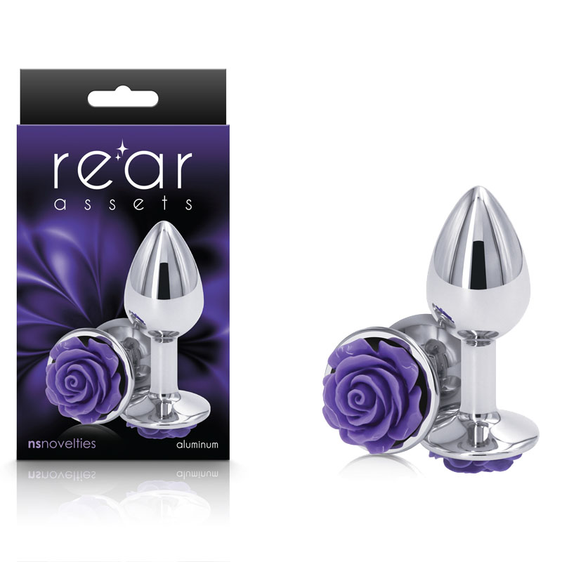 Rear Assets Silver Butt Plug - Small (Purple Rose)